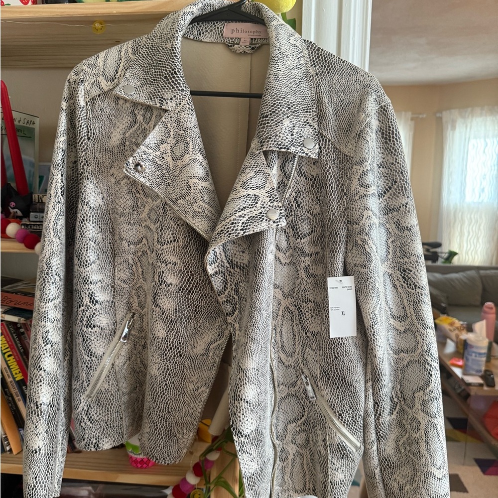 Philosophy Snakeskin Moto Jacket Size XL Women’s